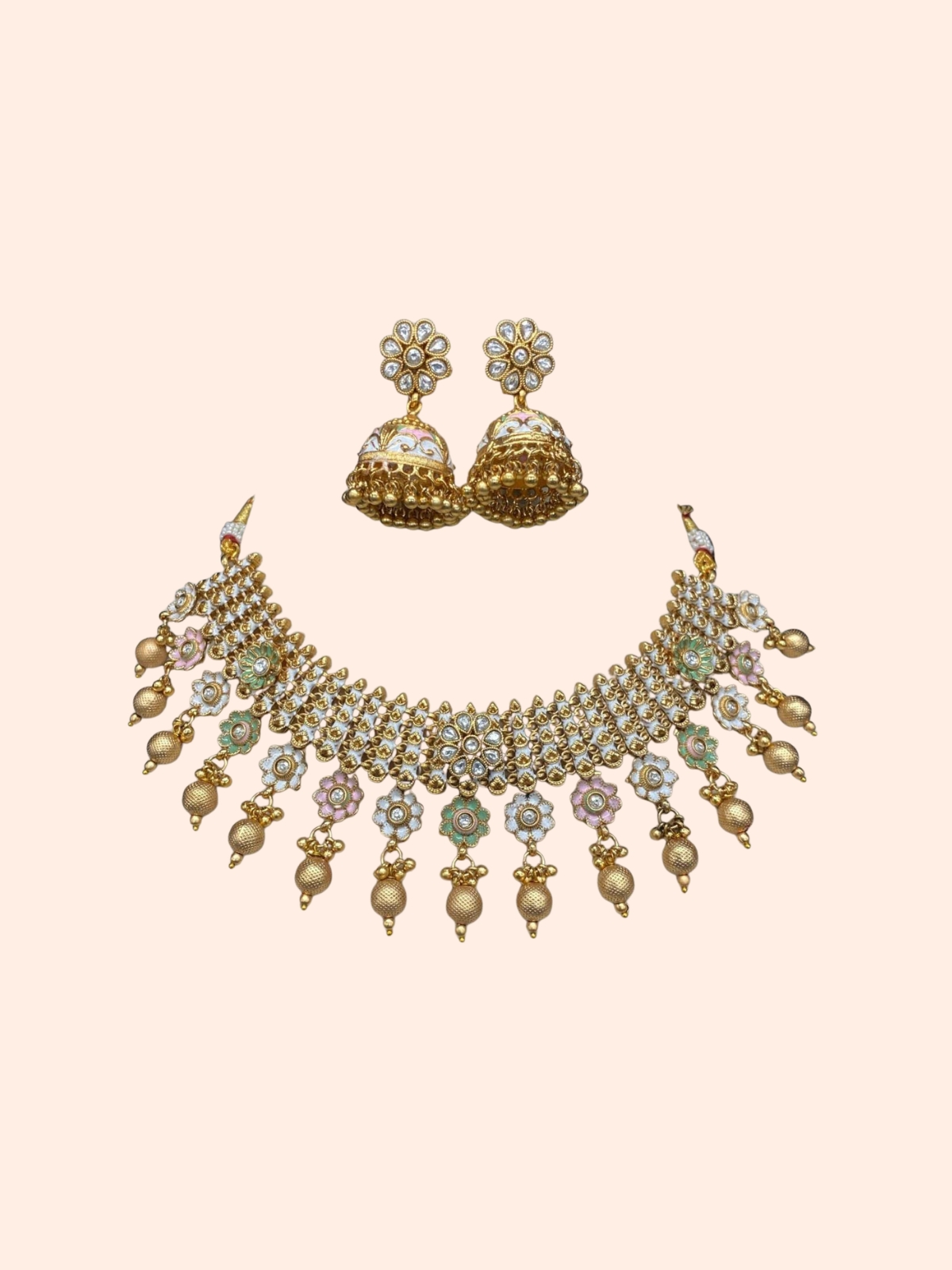 Antique Peacock Bridal Necklace Set