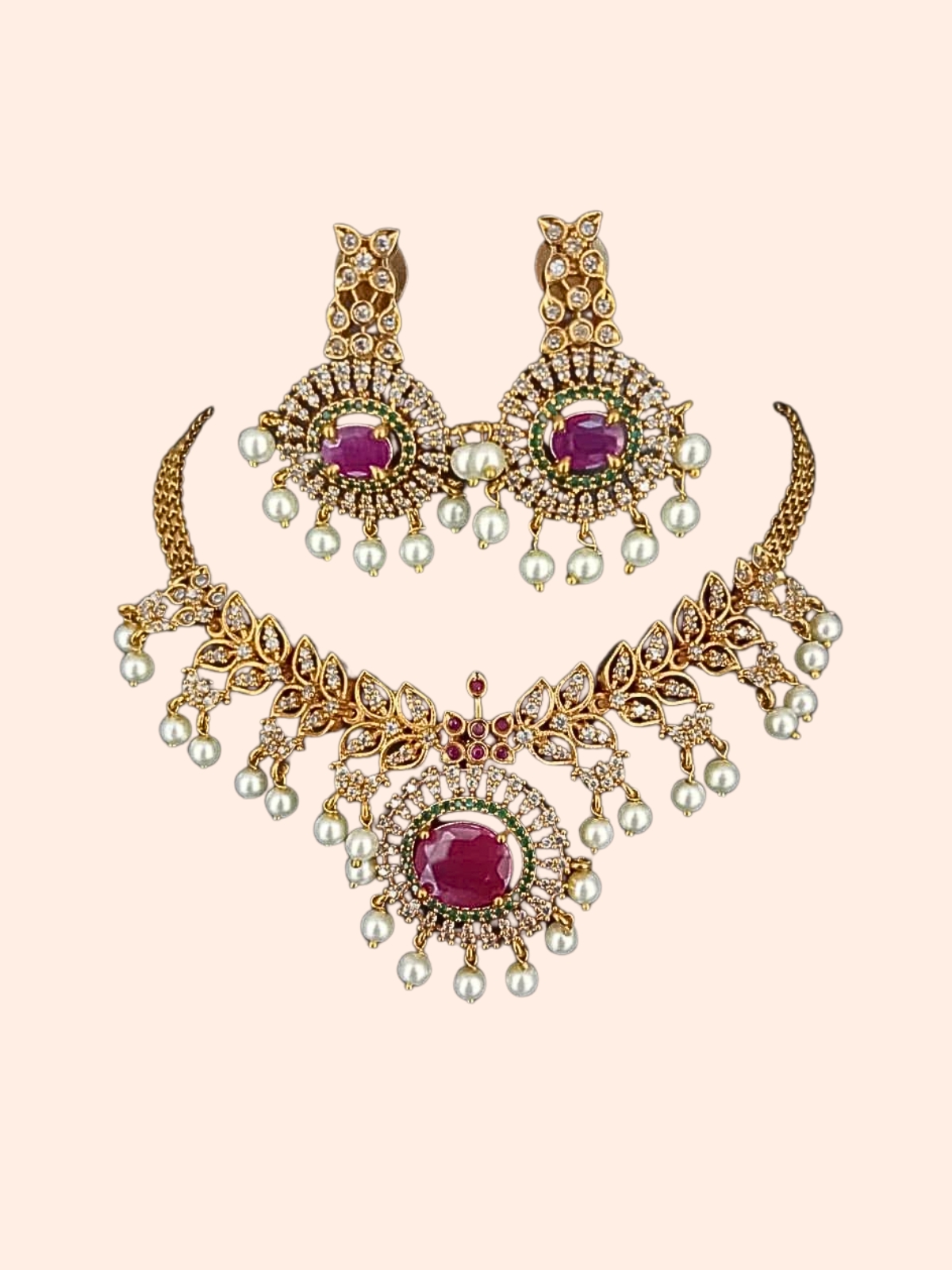 Maharani Ruby Statement Necklace Set